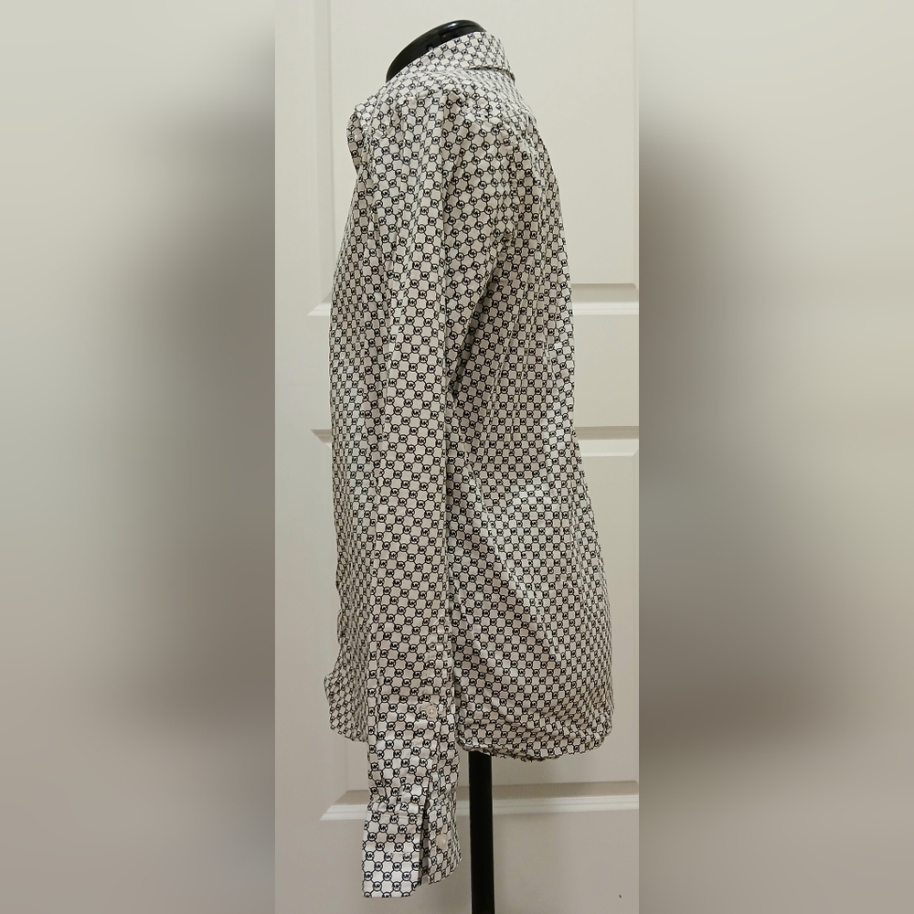 Men's Michael Kors Slim Fit Black & White Button Down Dress Shirt‎ - Picture 10 of 16
